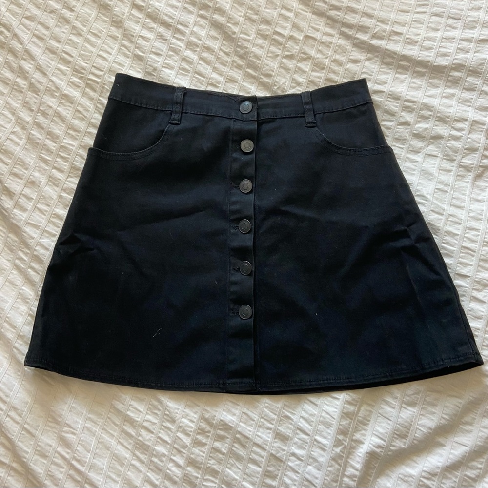 Brandy Melville Black Button Front Skirt